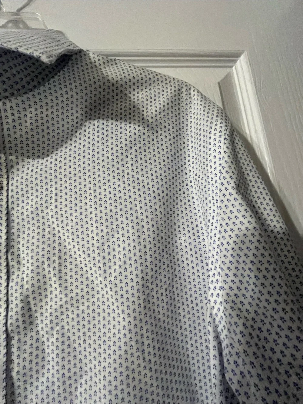 Men's White Micro-Pattern Dress Shirt Banana Republic large
